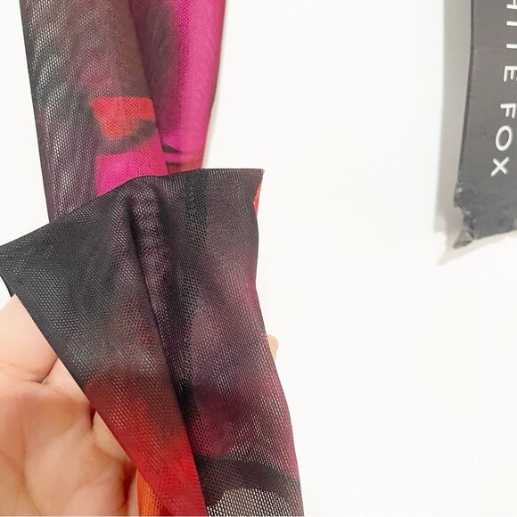 Sheer Mesh Floral 2 Piece Set | Red & Pink Y2K Clubwear Crop Top + Mini Skirt XS - Picture 10 of 16